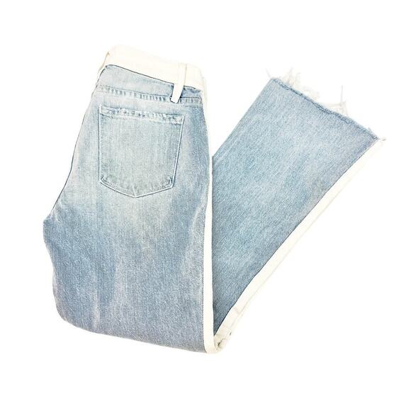 Frame Le Crop Mini Boot LCMBIBR439 Olin Two-Tone Denim Jeans Raw Hem Size 25 - Picture 9 of 9